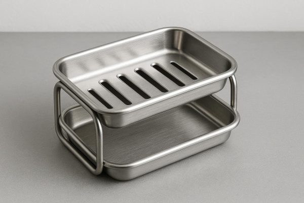 Stainless Steel Soap Dish with Double Layer Design for Kitchen and Bathroom