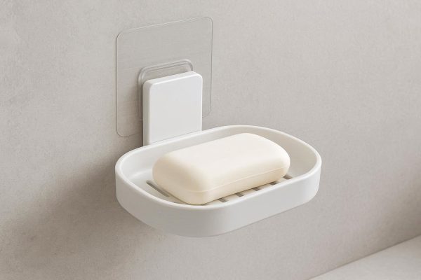 Wall Mounted Soap Dish with Adhesive Installation No Drilling Required