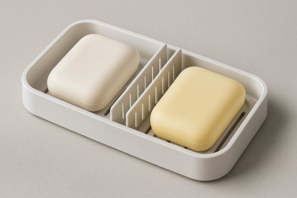 Double Soap Dish with Removable Dividers for Two Bar Soaps