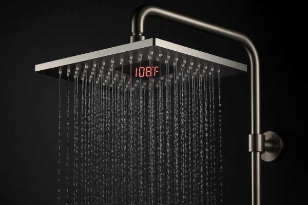 Rainfall Shower Head 8 Inch Large Square Panel with LED Temperature Display