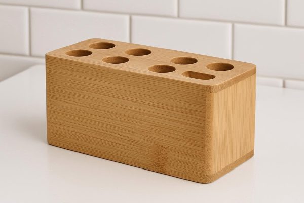 Bamboo Toothbrush Holder for 6 Toothbrushes with 4 Slots for Bathroom