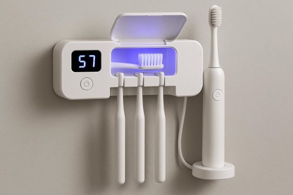 Wall Mounted Toothbrush Holder with UV Sanitizer and Charging Base